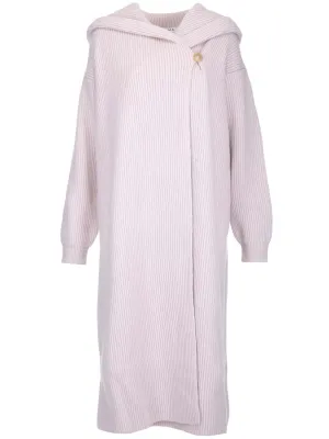 Alaa Long-Sleeved Ribbed Hooded Coat
