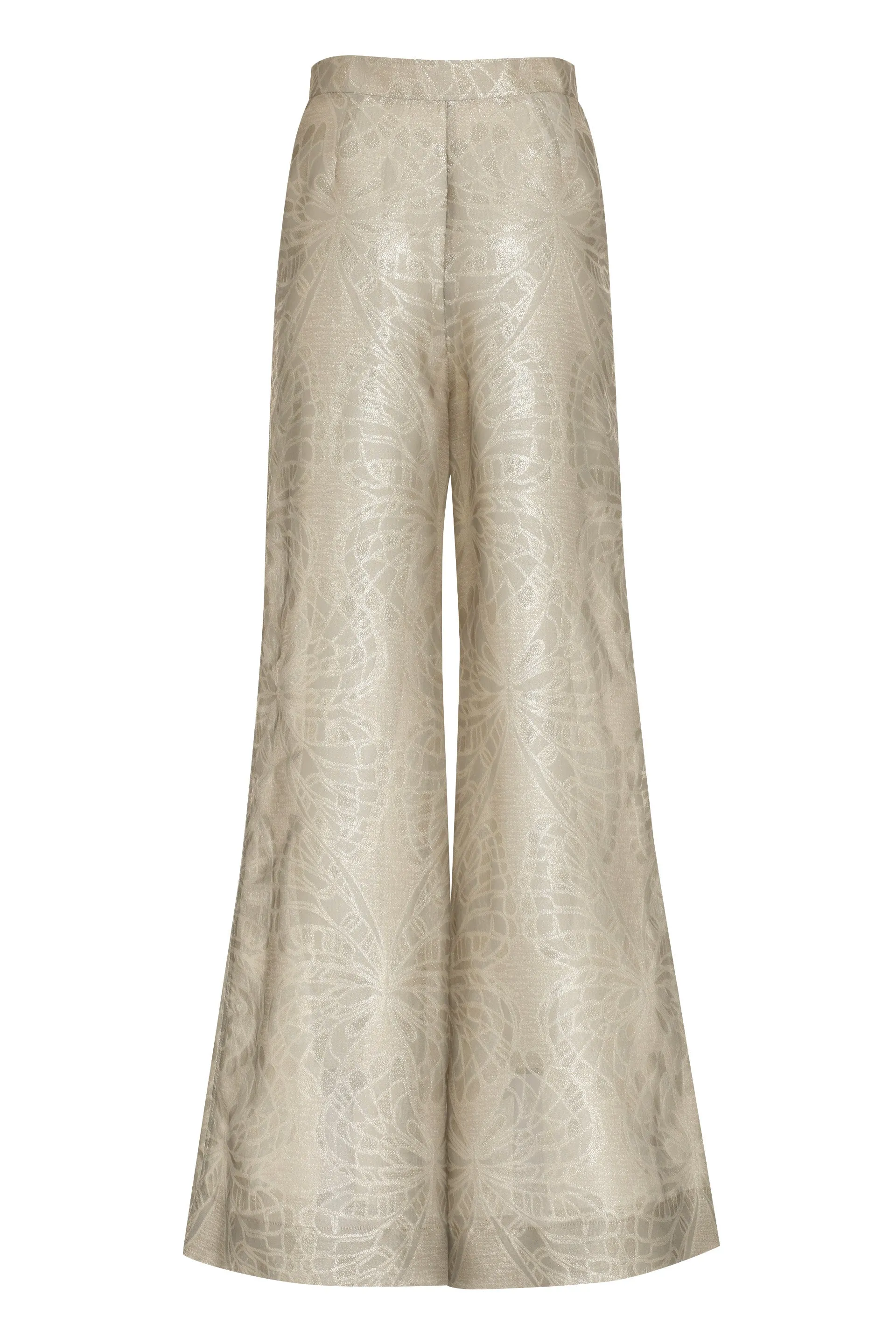 Alberta Ferretti Metallic Butterfly Jacquard Wide Leg Pants