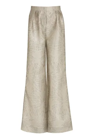 Alberta Ferretti Metallic Butterfly Jacquard Wide Leg Pants