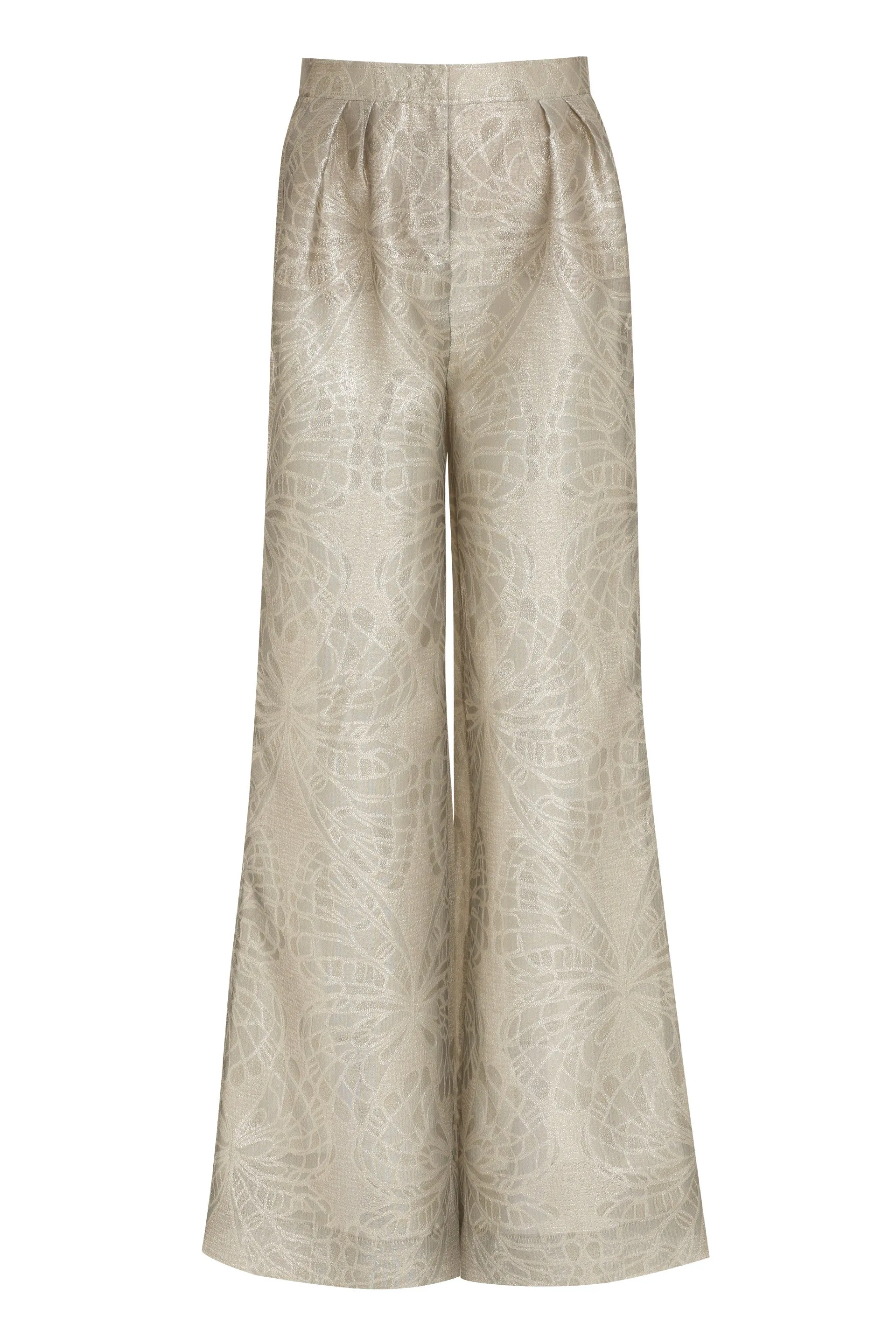 Alberta Ferretti Metallic Butterfly Jacquard Wide Leg Pants