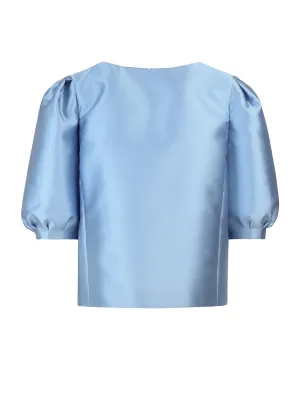 Alberta Ferretti Puff-Sleeve Straight Hem Top
