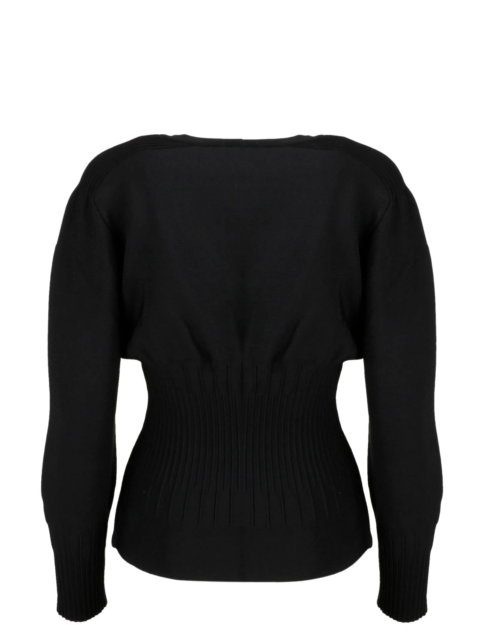 Alberta Ferretti Ribbed Hem V-Neck Sweater