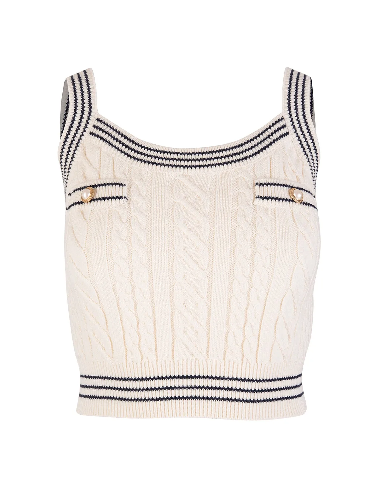 Alessandra Rich Contrasting Trim Knitted Crop Top