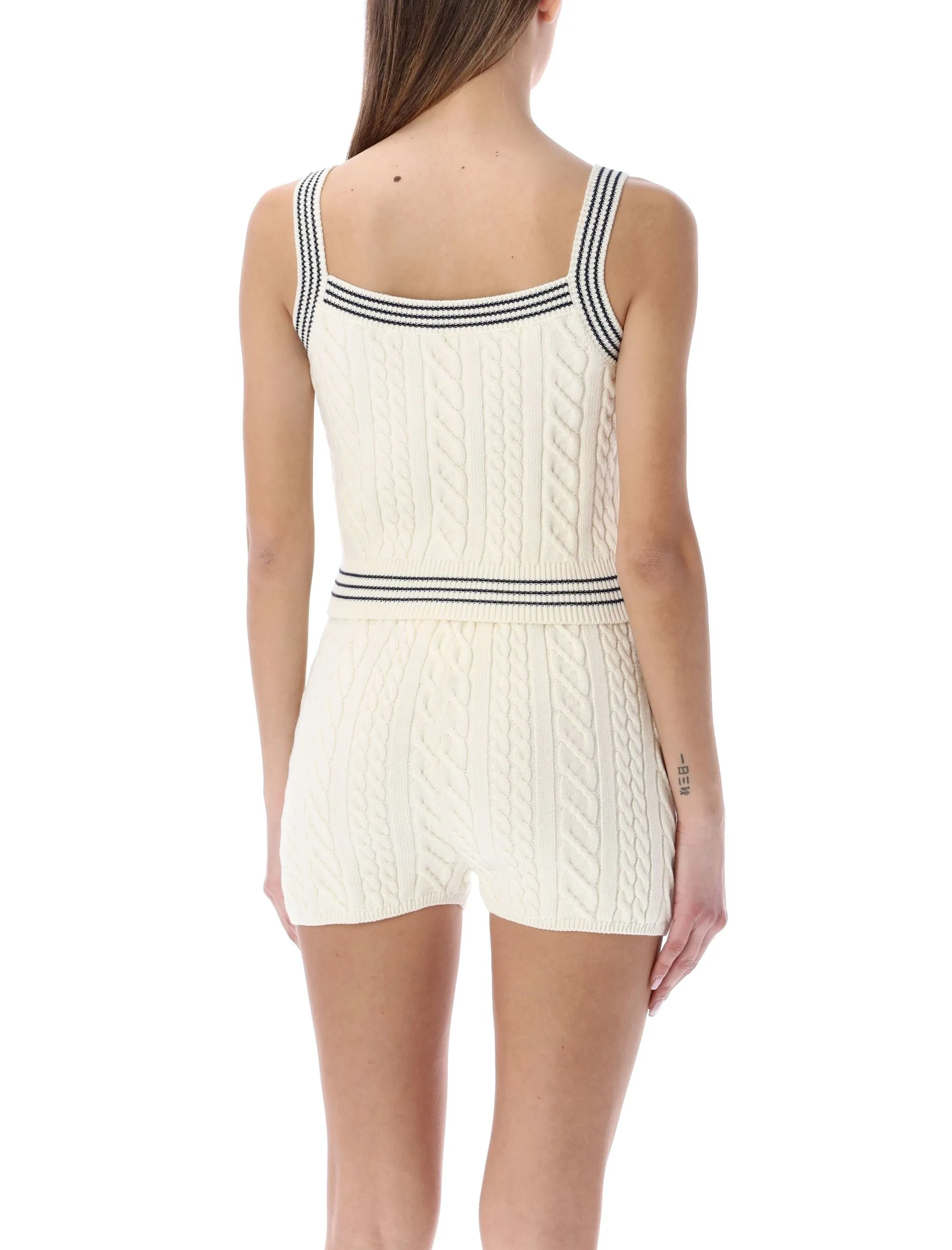 Alessandra Rich Contrasting Trim Knitted Crop Top