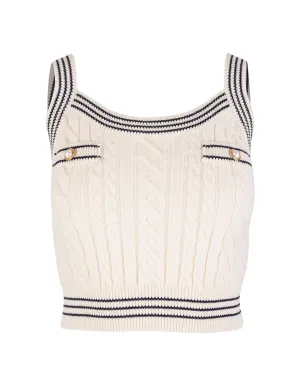 Alessandra Rich Contrasting Trim Knitted Crop Top