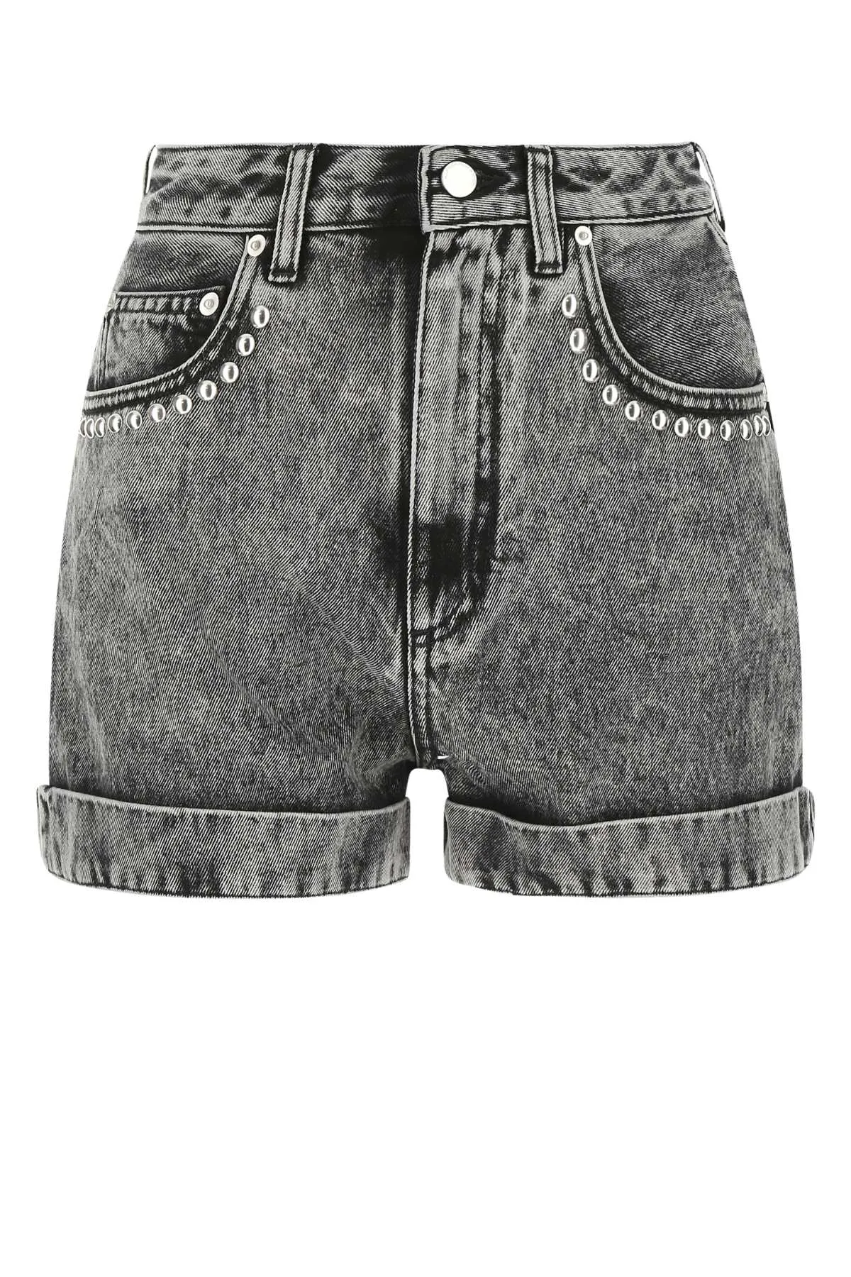 Alessandra Rich Logo Patch Denim Shorts