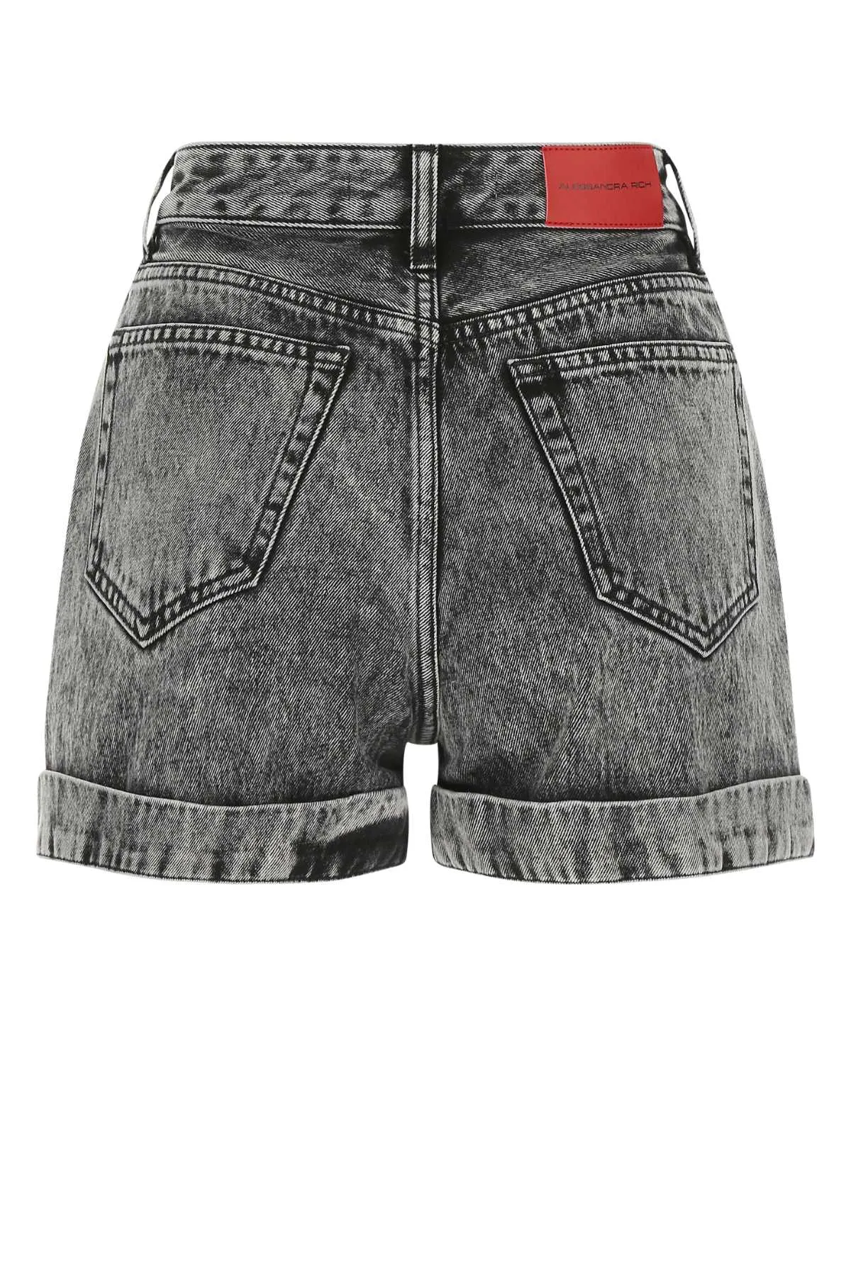Alessandra Rich Logo Patch Denim Shorts