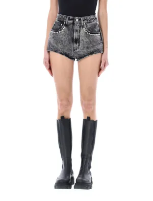 Alessandra Rich Studded High Waist Denim Shorts