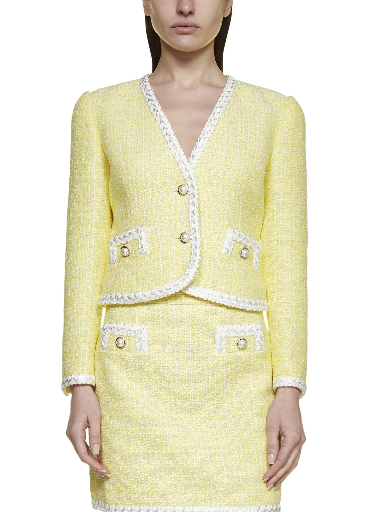 Alessandra Rich Trim Detailed Tweed Jacket