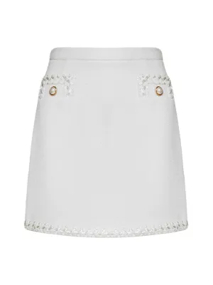 Alessandra Rich Trim Detailed Tweed Mini Skirt