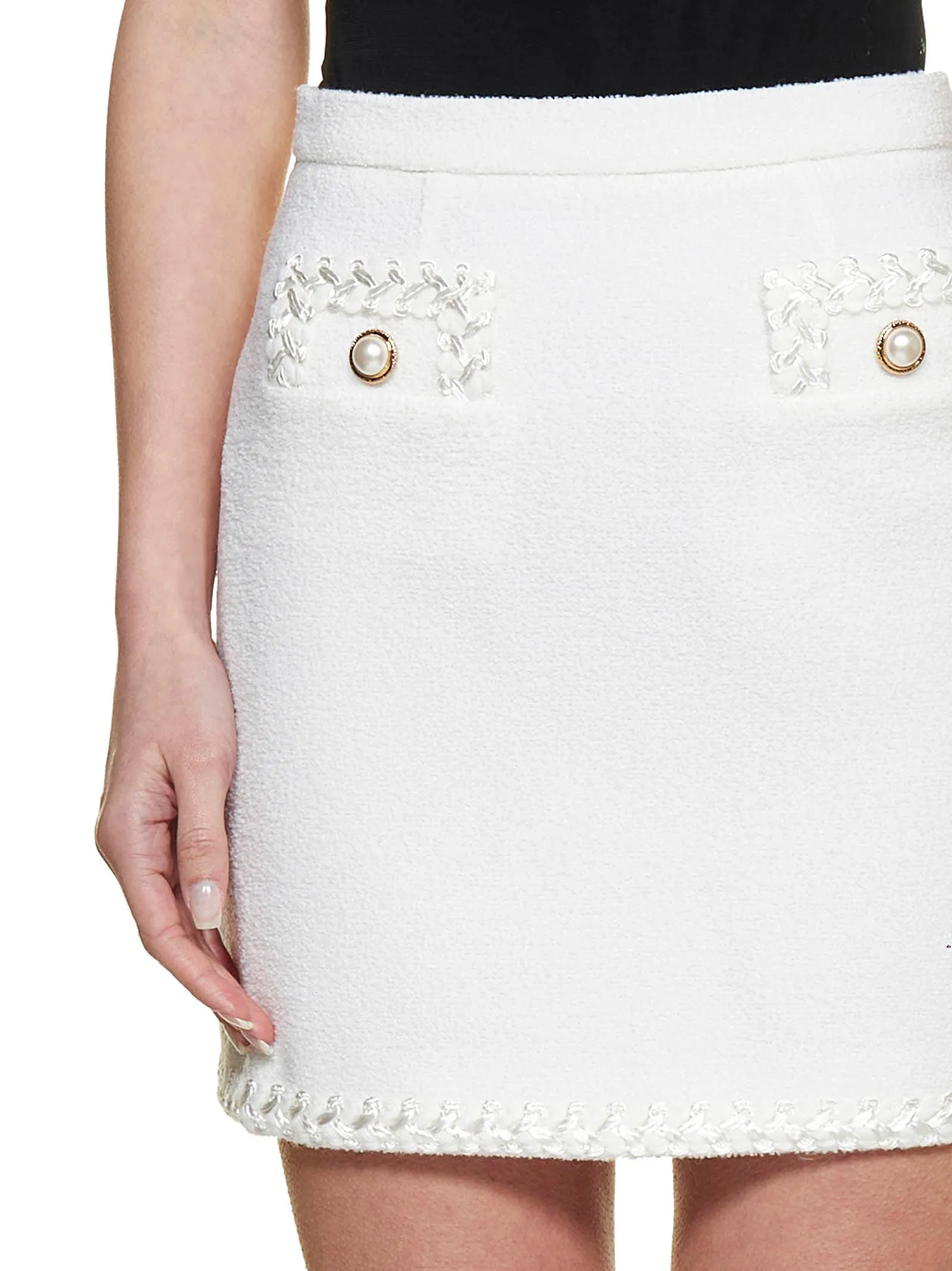 Alessandra Rich Trim Detailed Tweed Mini Skirt