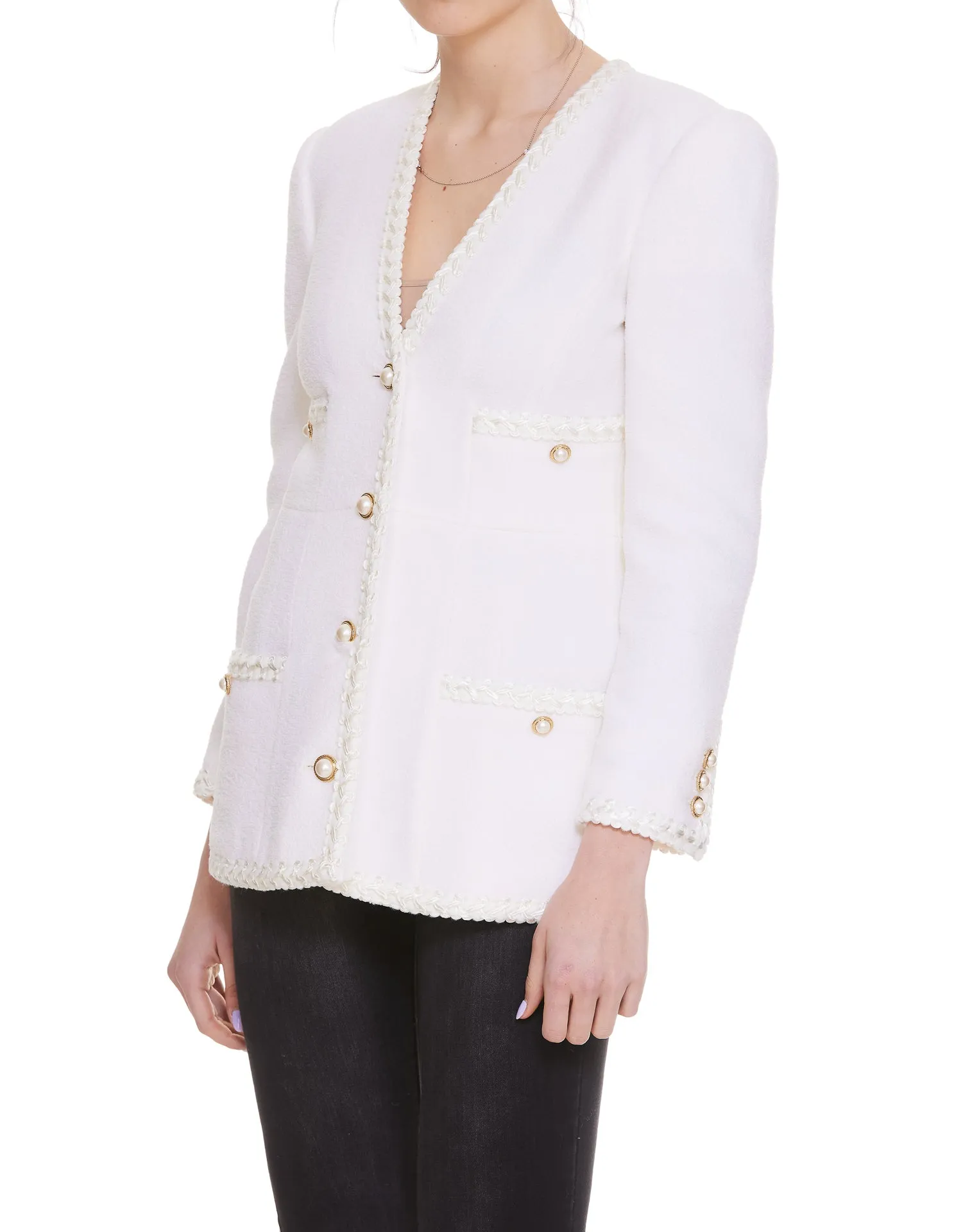 Alessandra Rich Woven Embellished Slim Fit Jacket