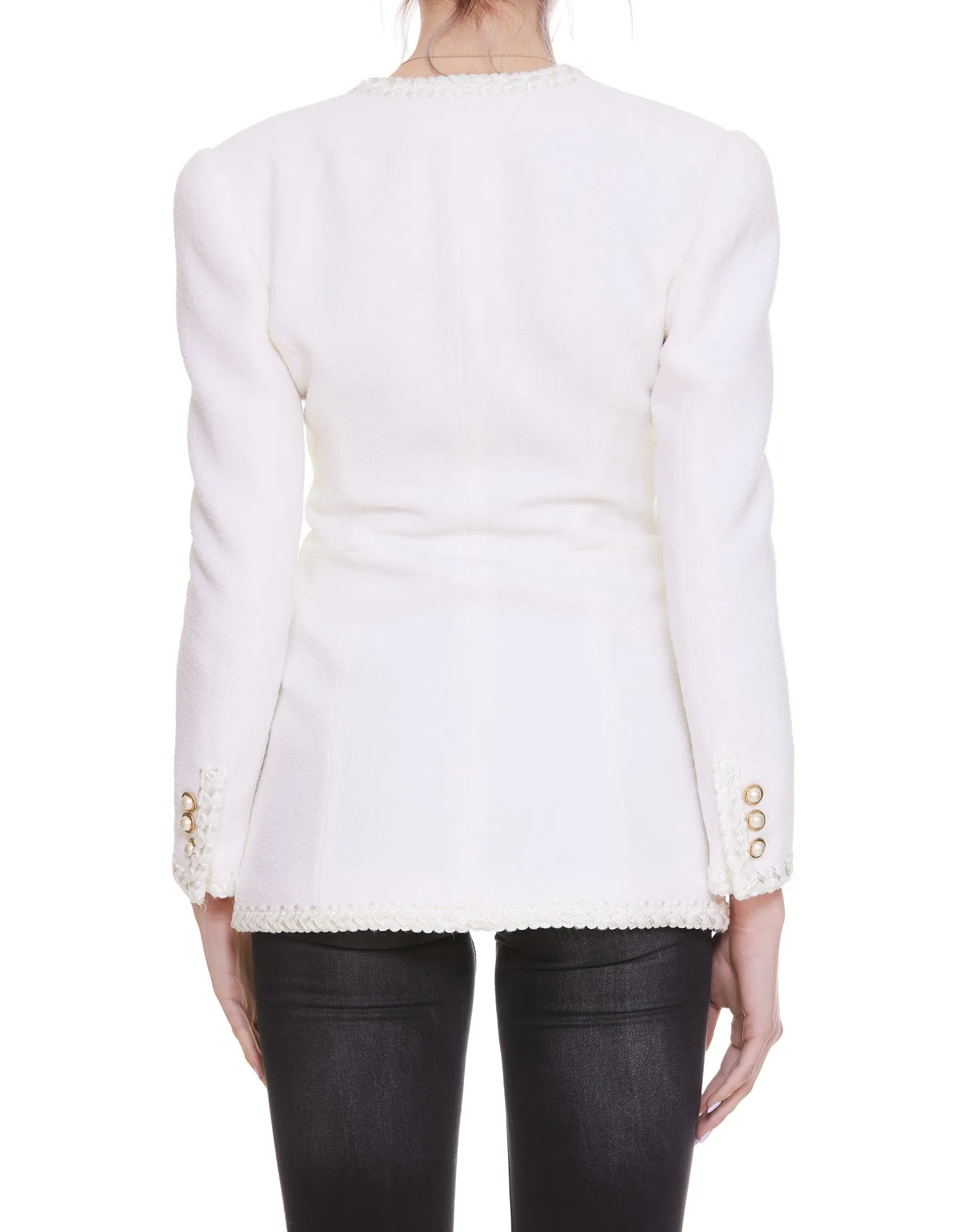 Alessandra Rich Woven Embellished Slim Fit Jacket