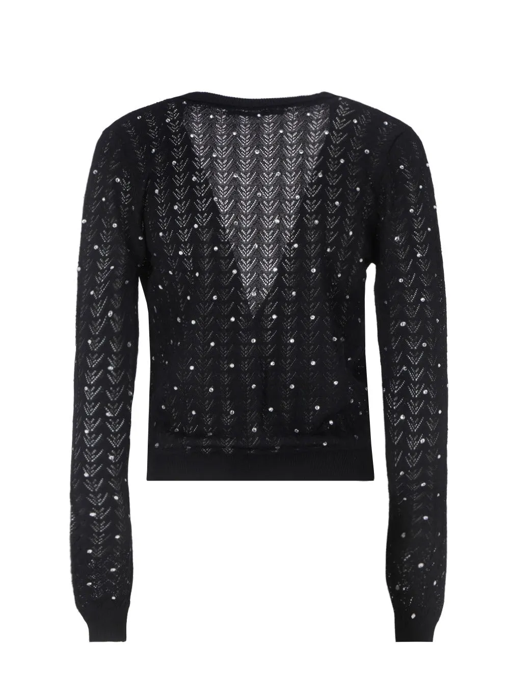 Alessandra Rich Zigzag Embroidered Ribbed Knit Cardigan