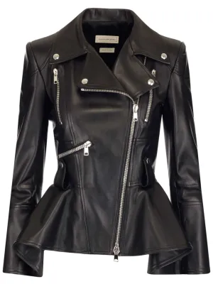 Alexander McQueen Asymmetric Zip Peplum Jacket