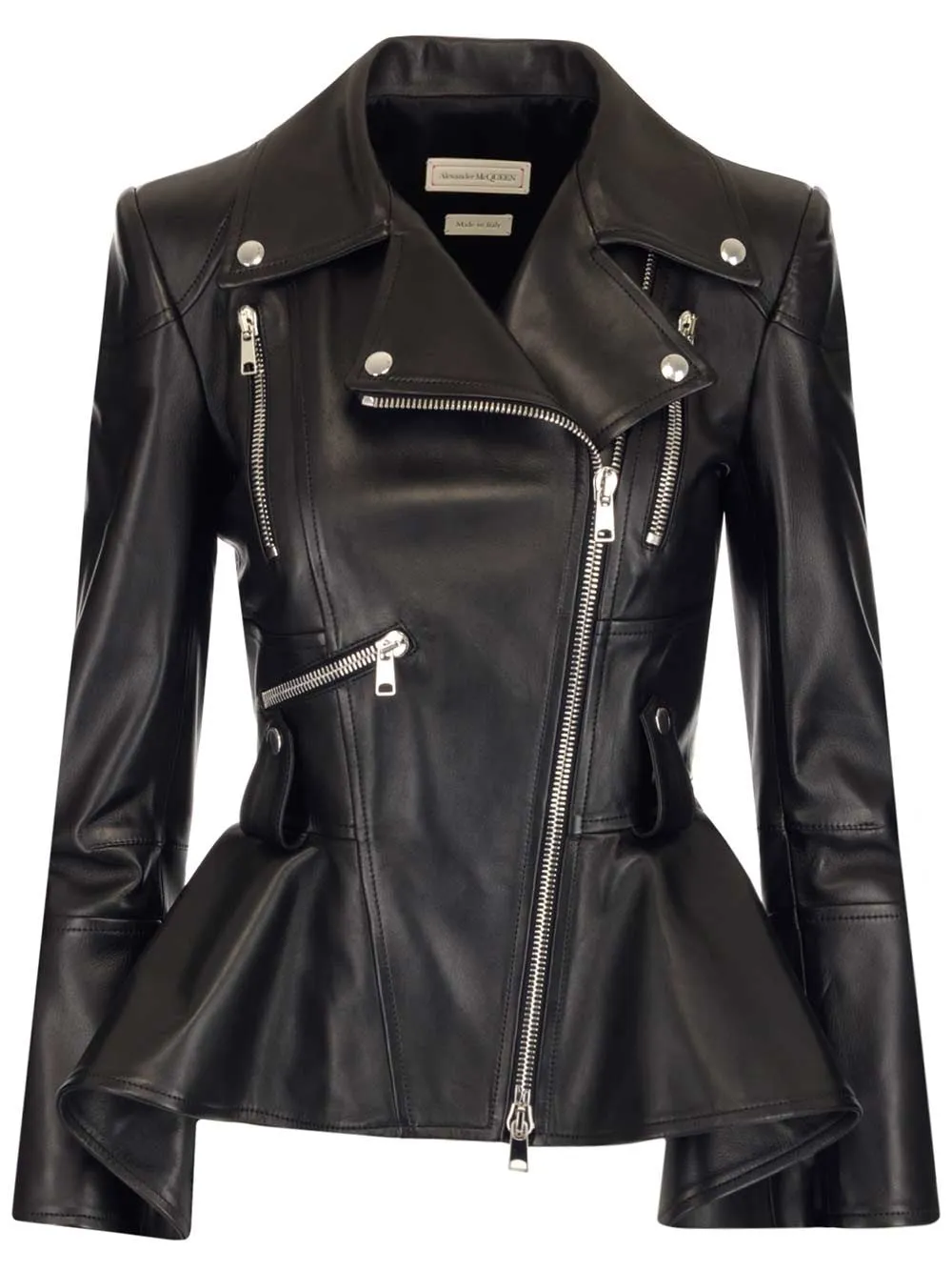Alexander McQueen Asymmetric Zip Peplum Jacket