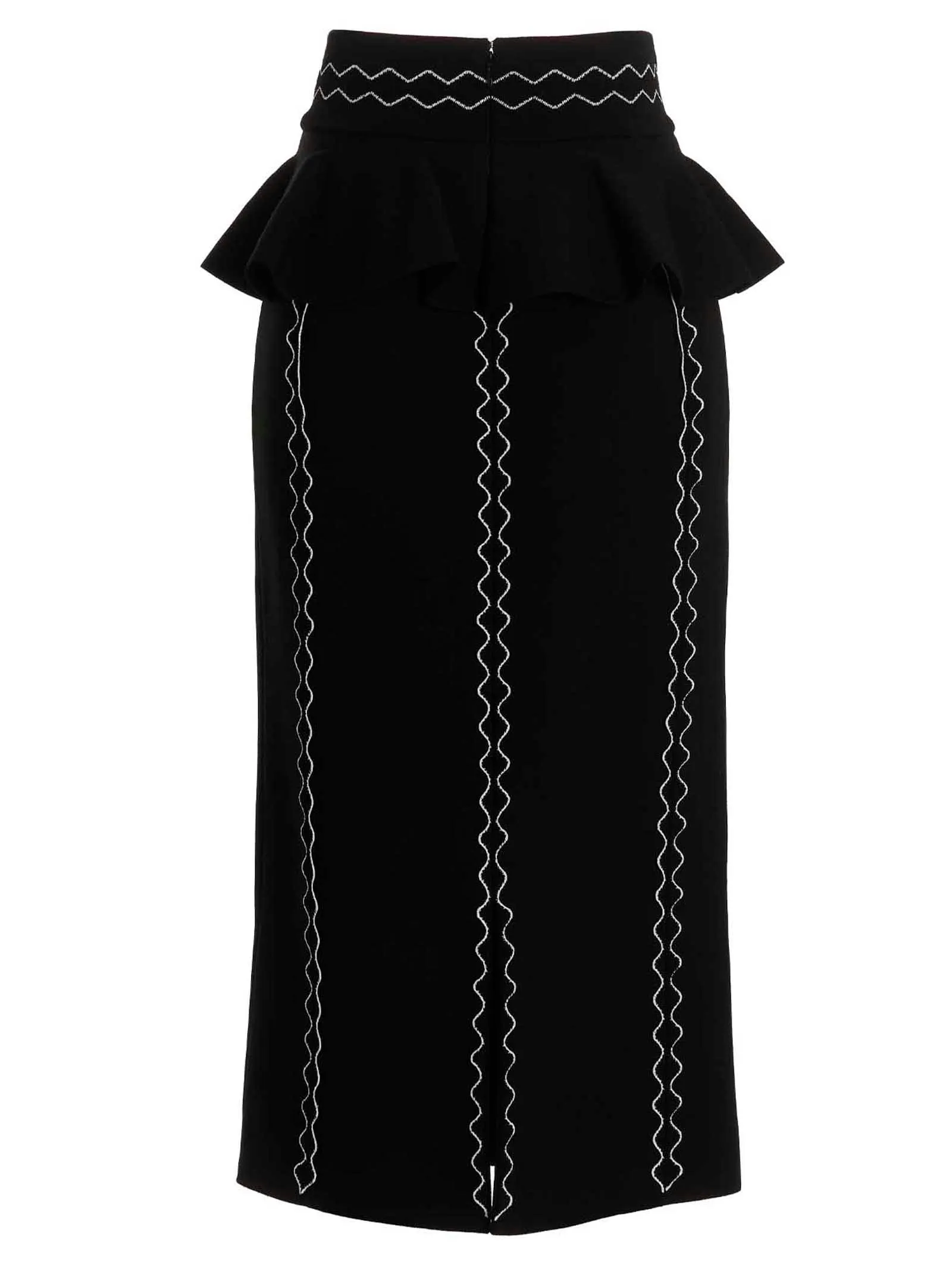 Alexander McQueen Back Zipped Embroidered Knit Skirt
