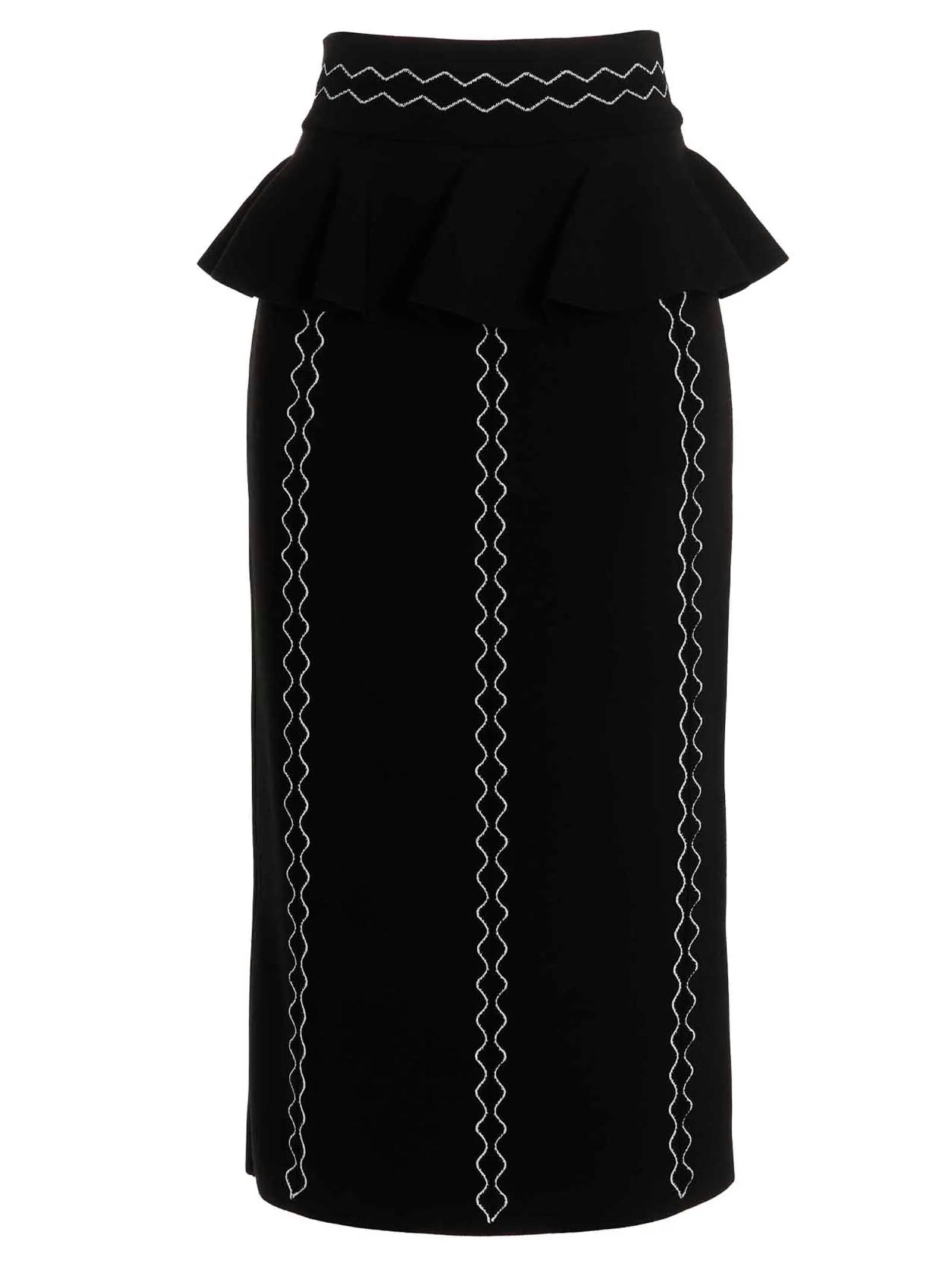 Alexander McQueen Back Zipped Embroidered Knit Skirt
