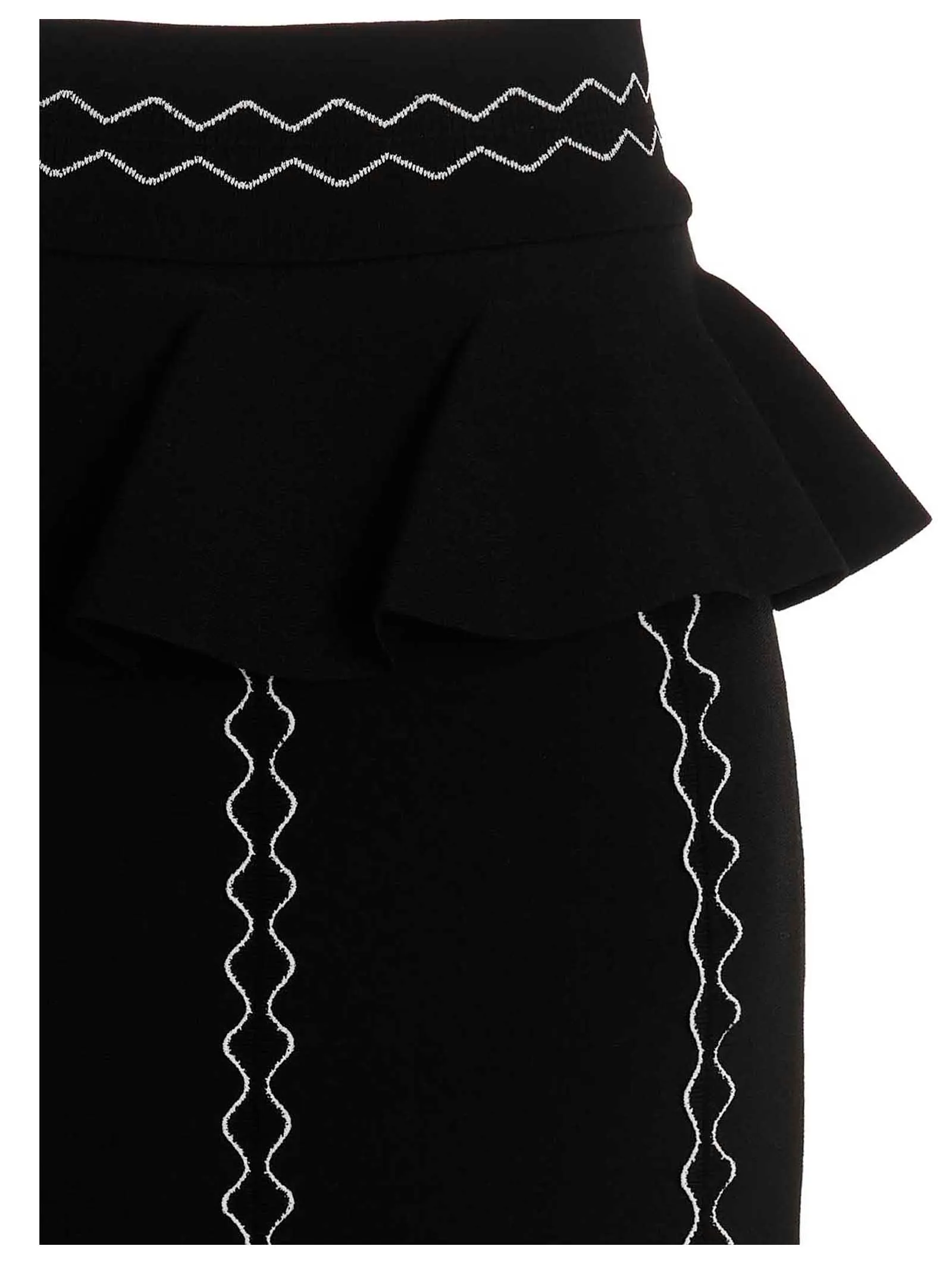 Alexander McQueen Back Zipped Embroidered Knit Skirt