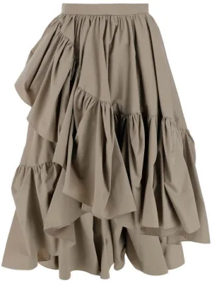 Alexander McQueen High Waist Asymmetric Midi Skirt