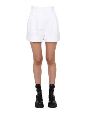 Alexander McQueen High Waisted Turn-Up Hem Shorts