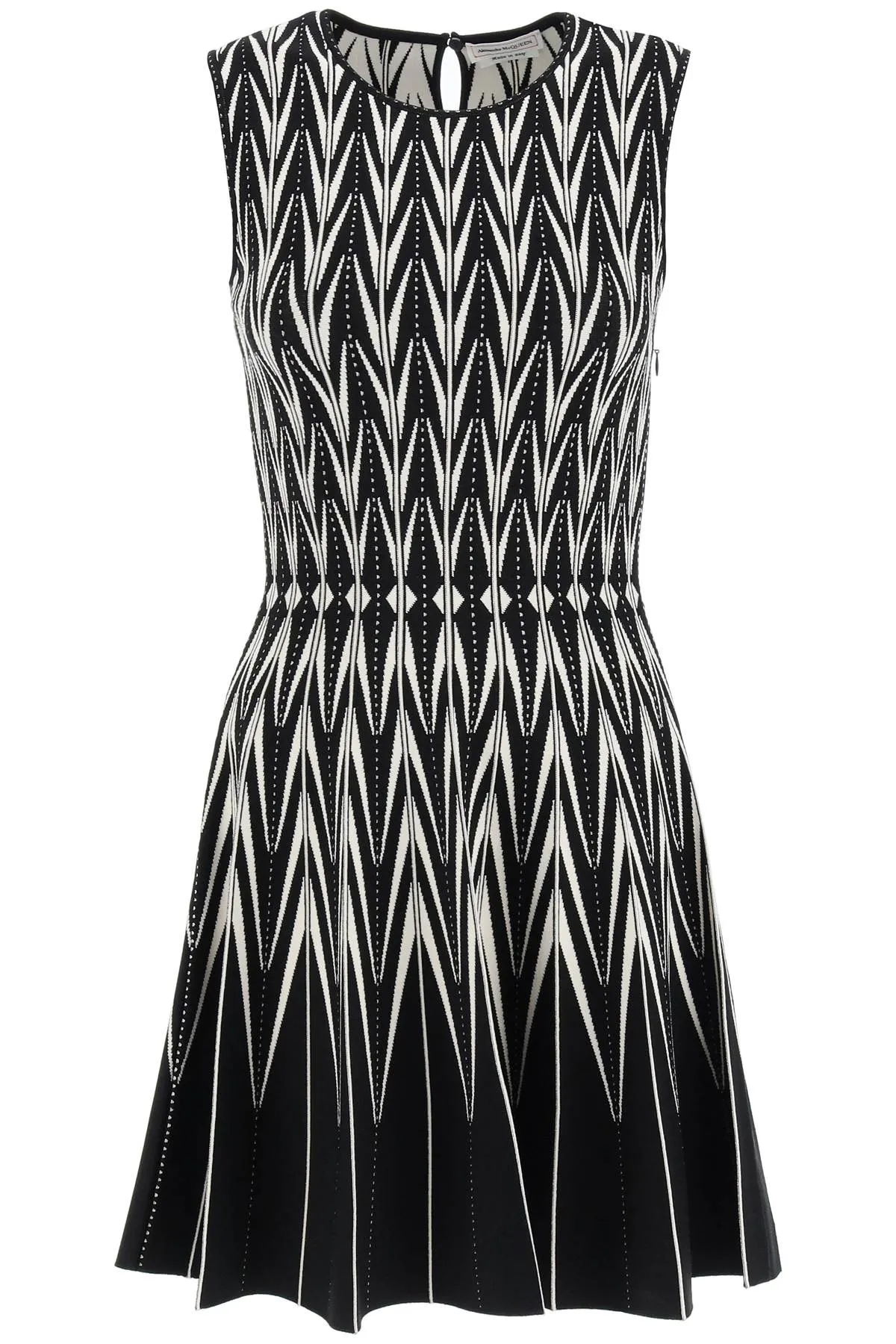 Alexander McQueen Intarsia-Knit Sleeveless Mini Dress