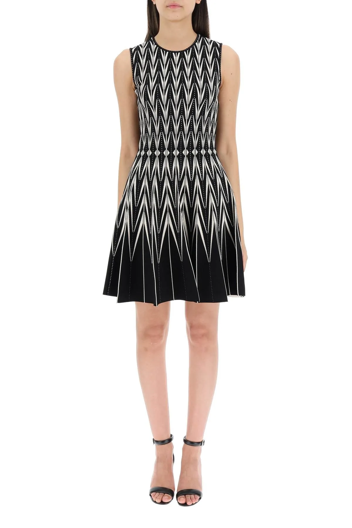 Alexander McQueen Intarsia-Knit Sleeveless Mini Dress