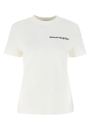 Alexander McQueen Logo Printed Lace Detail T-Shirt