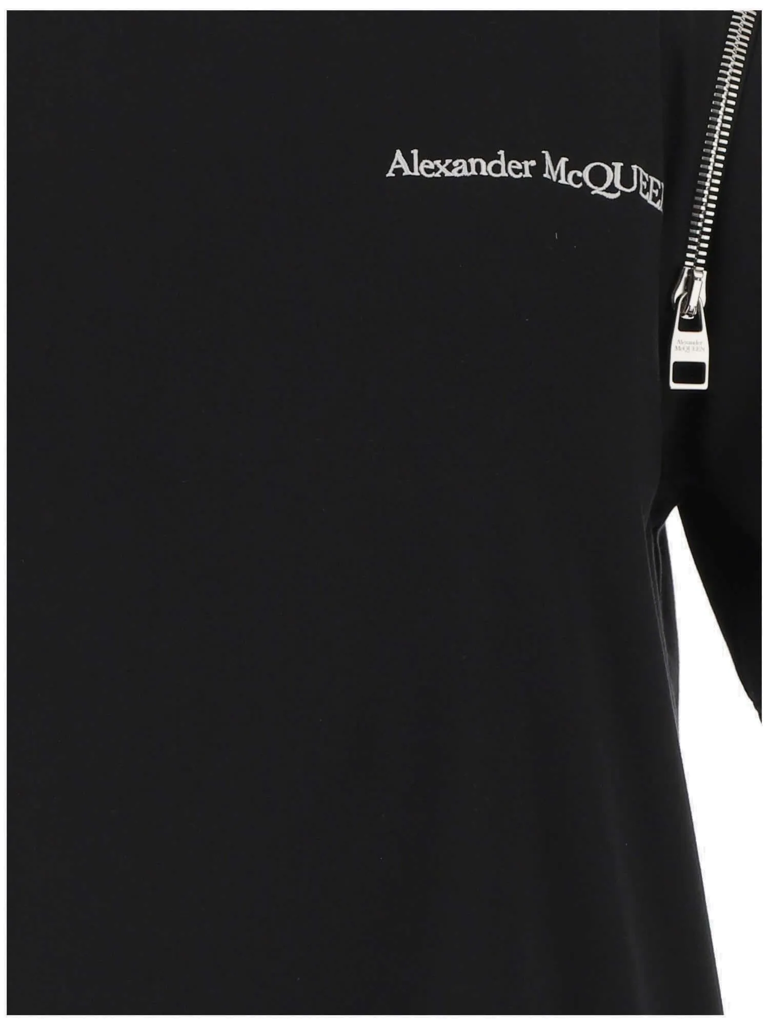 Alexander McQueen Logo Printed Zip Detail T-Shirt