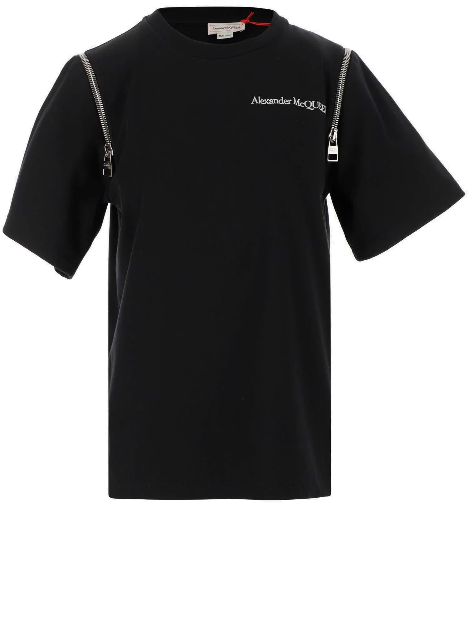 Alexander McQueen Logo Printed Zip Detail T-Shirt