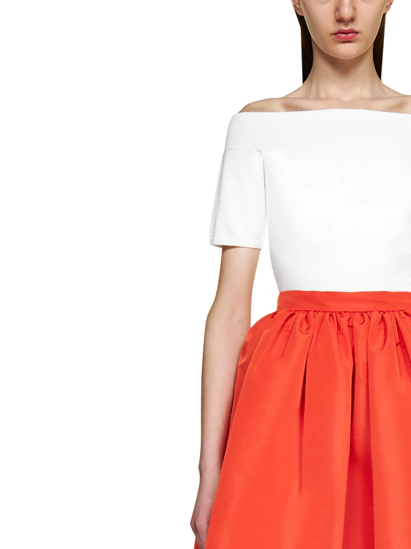 Alexander McQueen Off-Shoulder Short-Sleeve Top