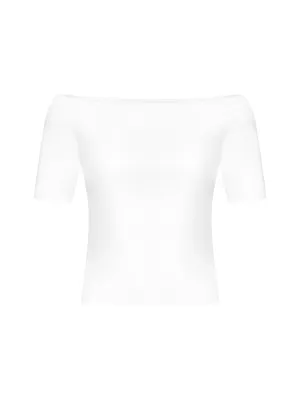 Alexander McQueen Off-Shoulder Short-Sleeve Top