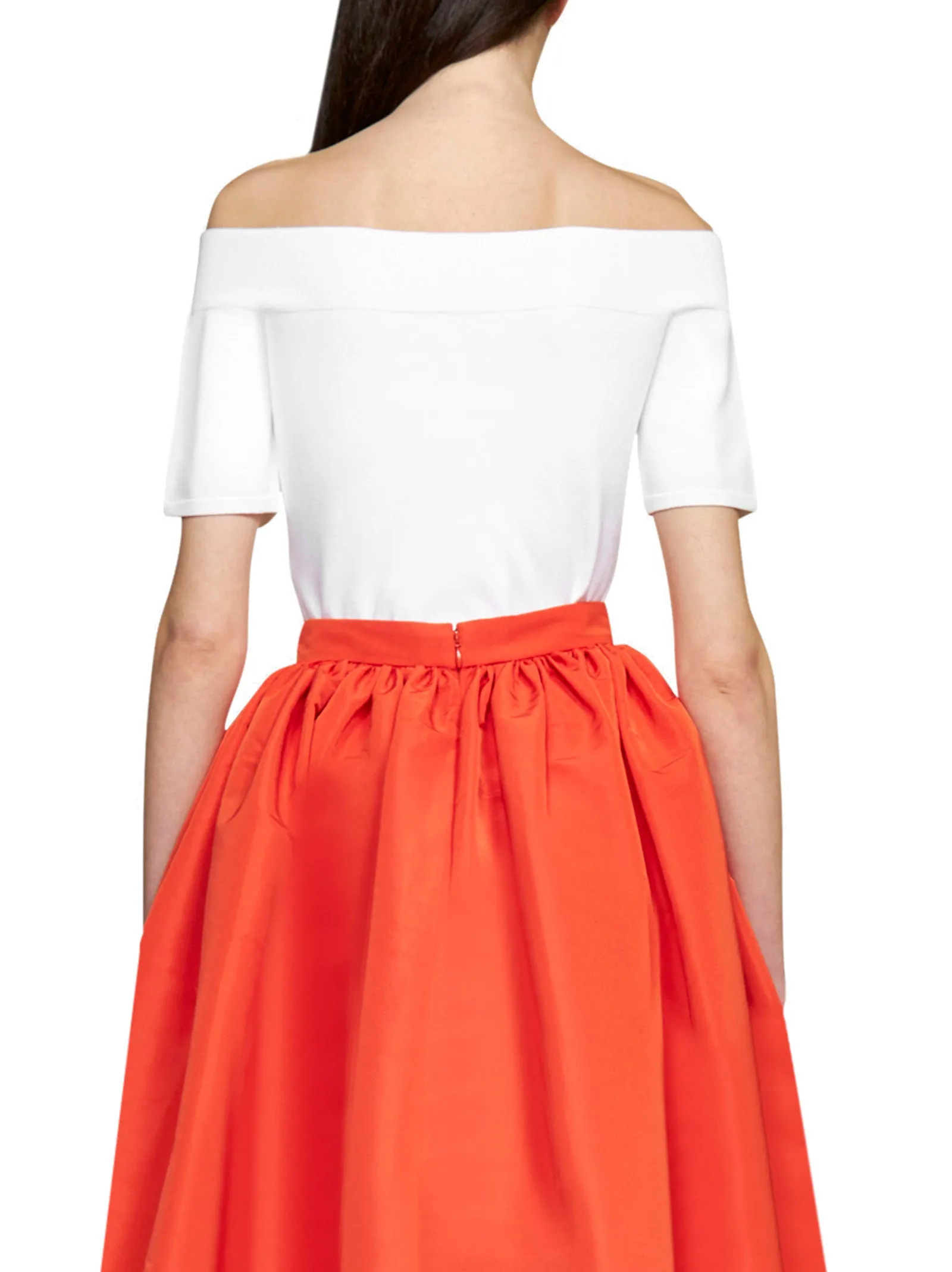 Alexander McQueen Off-Shoulder Short-Sleeve Top