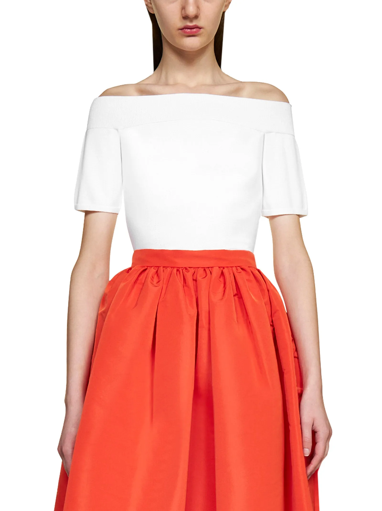 Alexander McQueen Off-Shoulder Short-Sleeve Top