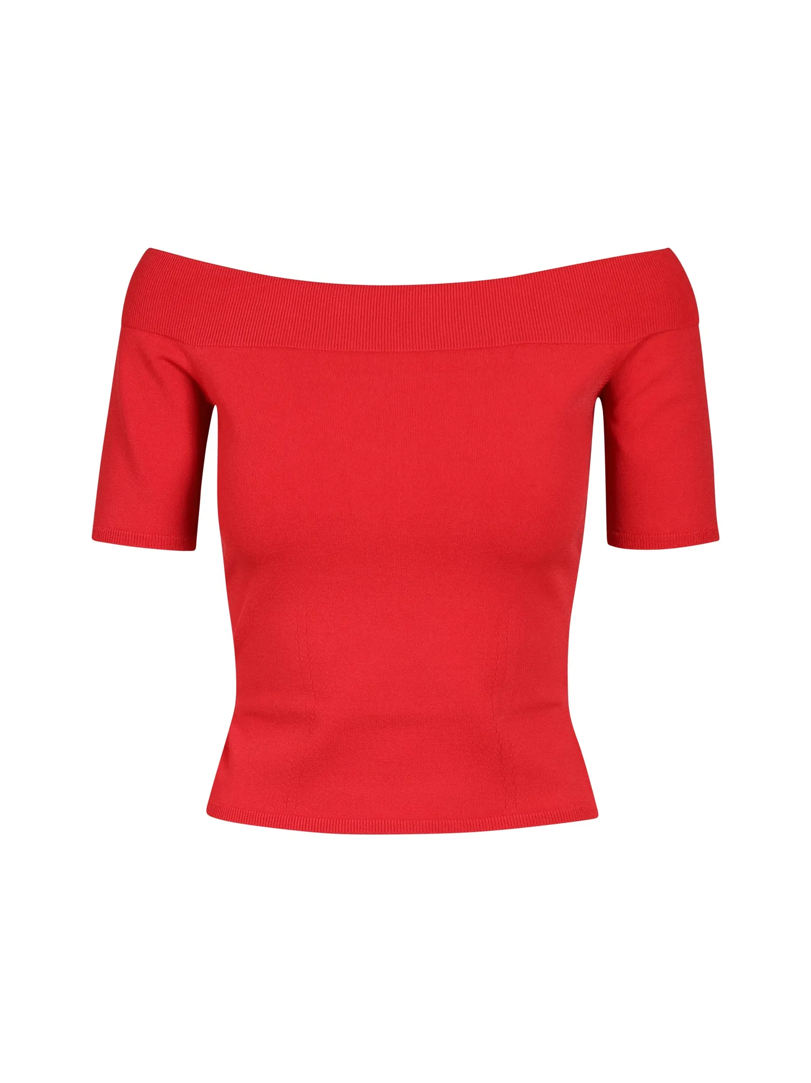 Alexander McQueen Off Shoulder Short-Sleeved Knit Top