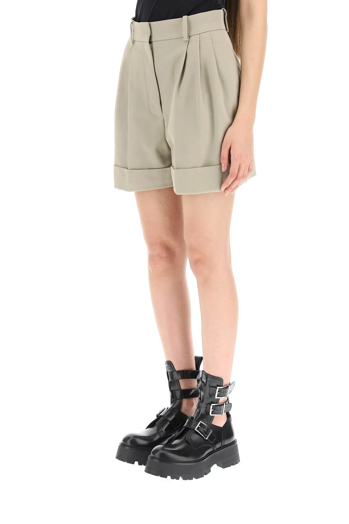 Alexander McQueen Pleated Turn-Up Brim Shorts