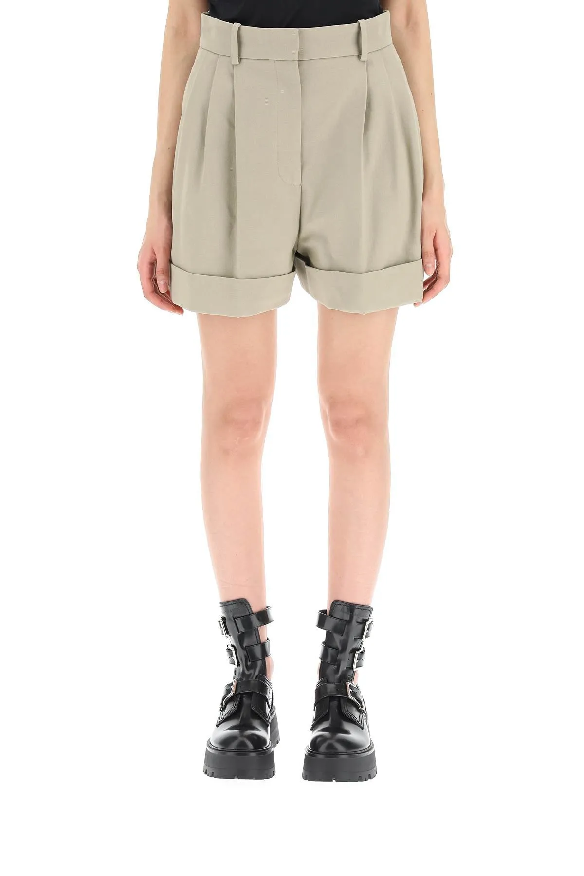 Alexander McQueen Pleated Turn-Up Brim Shorts