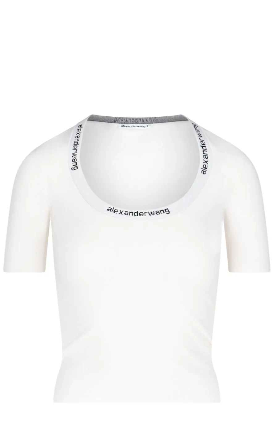 Alexander Wang Logo Band Scoop Neck T-Shirt