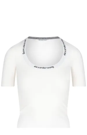 Alexander Wang Logo Band Scoop Neck T-Shirt
