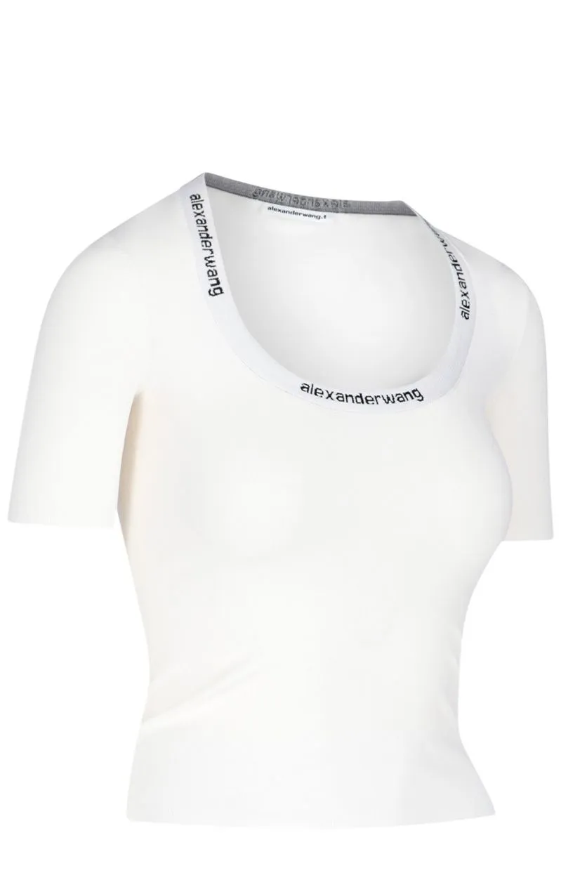 Alexander Wang Logo Band Scoop Neck T-Shirt