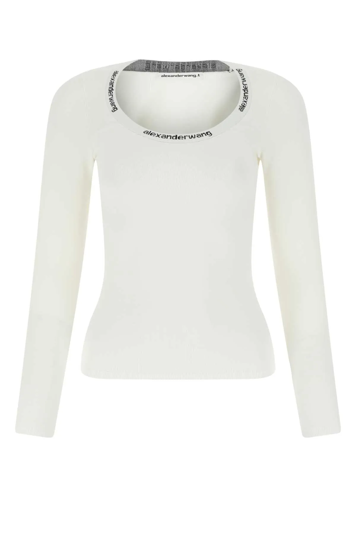Alexander Wang Logo Jacquard Stretch Knit Top
