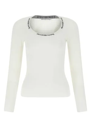 Alexander Wang Logo Jacquard Stretch Knit Top