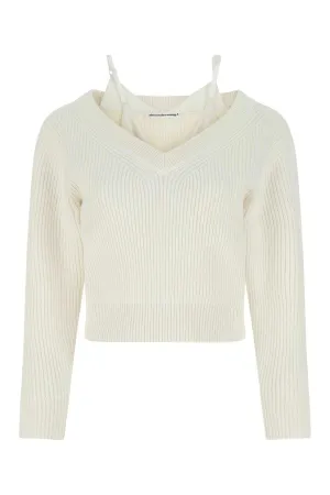 Alexander Wang Off-Shoulder Ribbed Knit Jumper