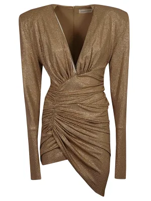 Alexandre Vauthier Rhinestone-Embellished Ruched Mini Dress