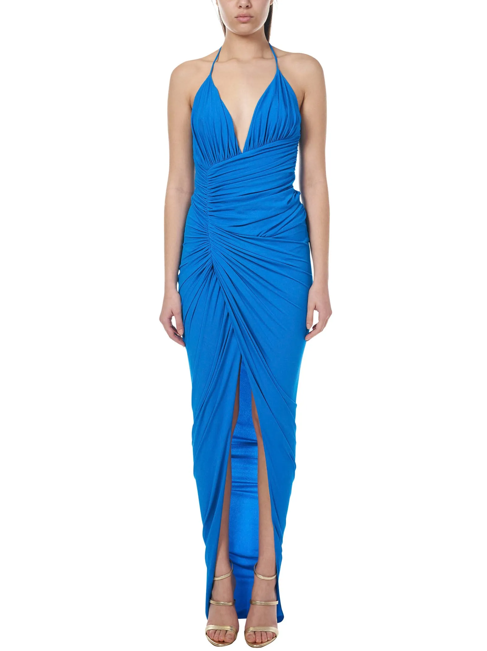 Alexandre Vauthier Ruched-Detail Halterneck Midi Dress