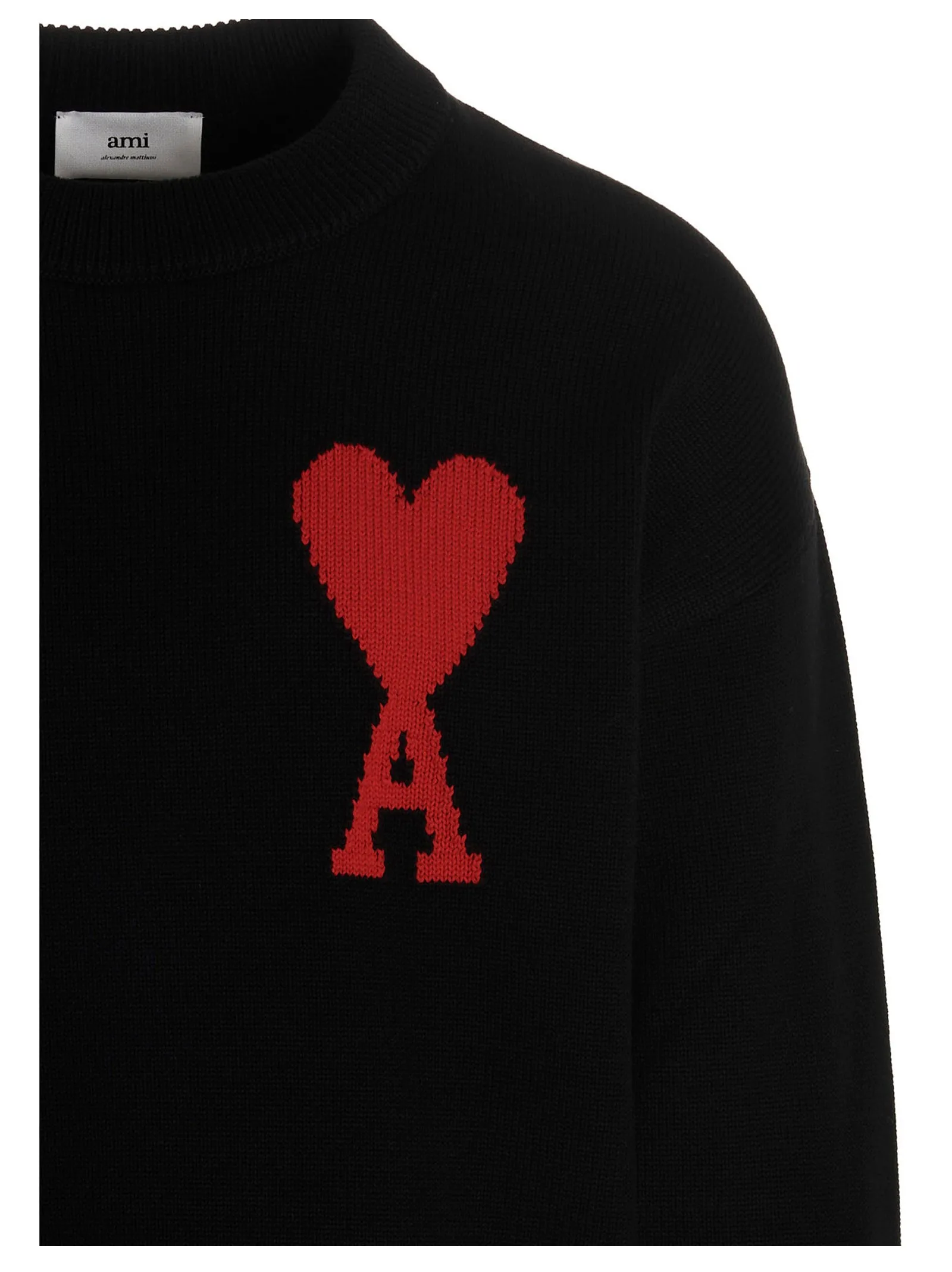 AMI Logo Intarsia Long Sleeved Crewneck Sweater