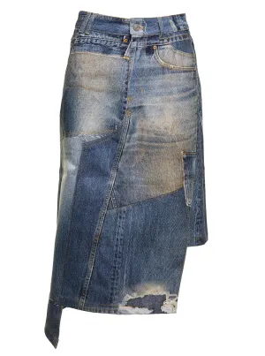 Andersson Bell Rework Print Asymmetrical Denim Skirt