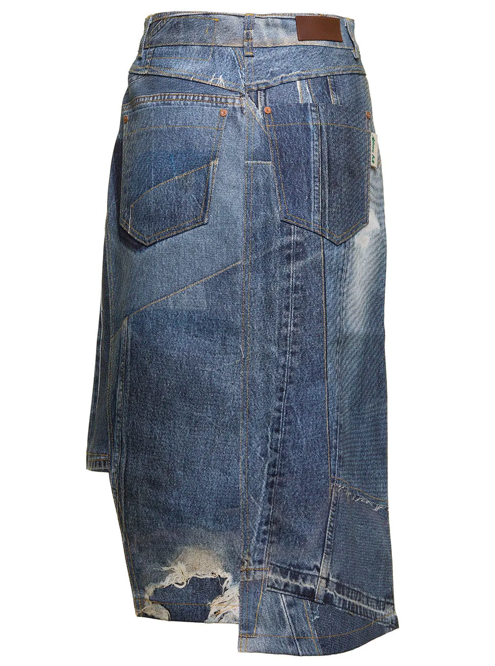 Andersson Bell Rework Print Asymmetrical Denim Skirt