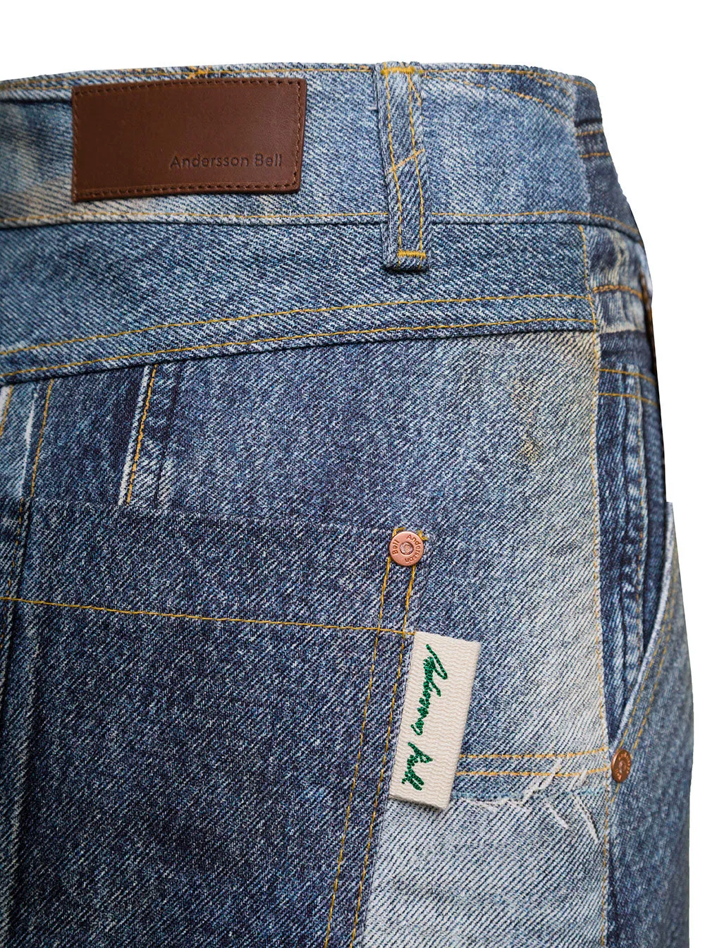Andersson Bell Rework Print Asymmetrical Denim Skirt