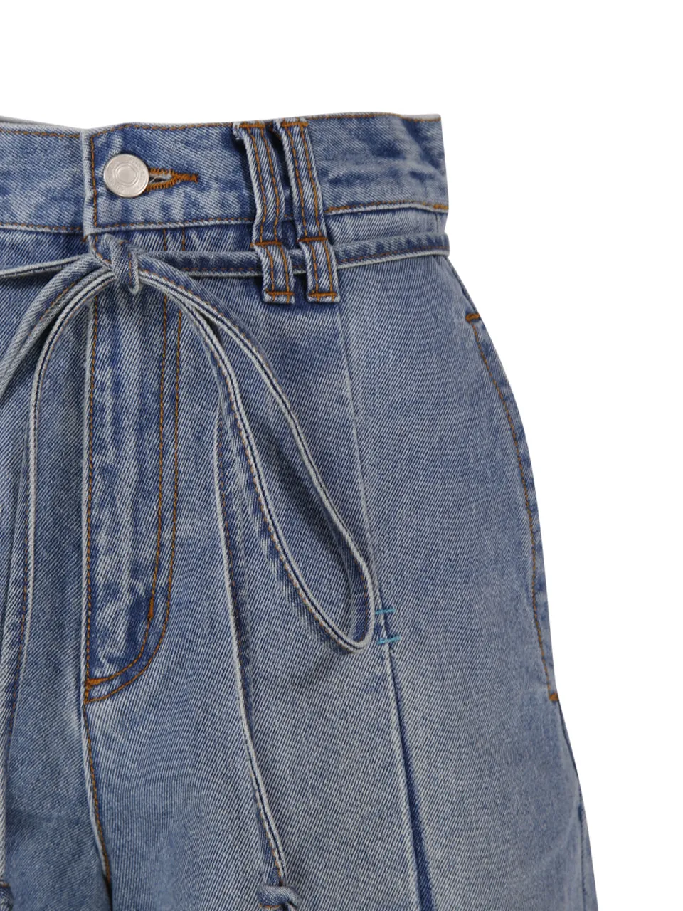 Andersson Bell Straight Leg Belted Denim Shorts